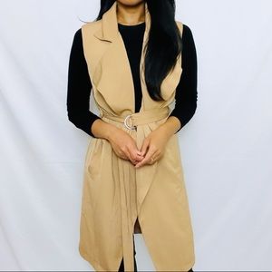 Glamorous | Draped Waterfall Sleeveless Trench